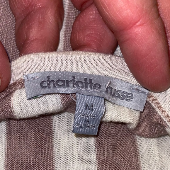 Charlotte Russe Women’s Striped Scoop Back Top Size Medium Short Sleeve Shirt - Picture 10 of 10